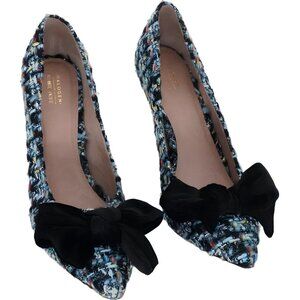 Halogen Multicolor Tweed Heels with Black Bow